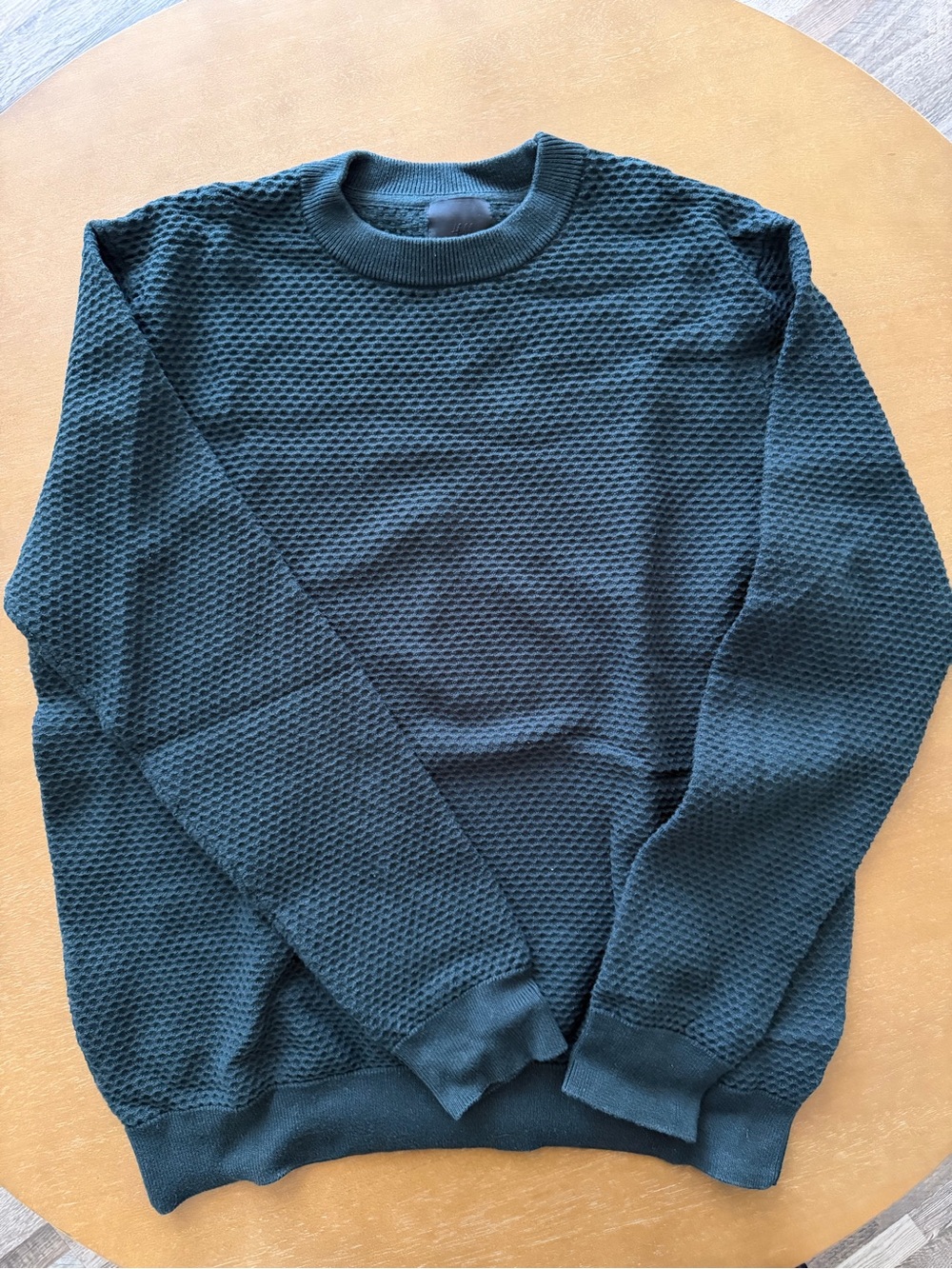 H&M Dark Green Textured Crewneck Sweater